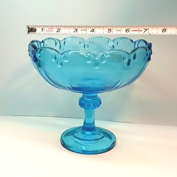 Extra large aqua blue teal Indiana Glass pedestal bowl. No flaws - Picture 5 of 6
